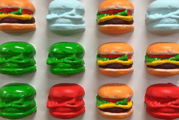 Cheeseburger Wall closeup