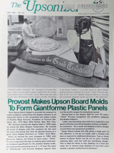 Provost Displays featured in The Upsonizer newspaper